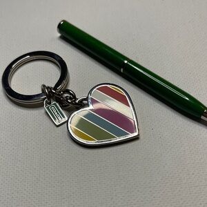 Coach Heart Legacy Keychain with Green Coach Pen